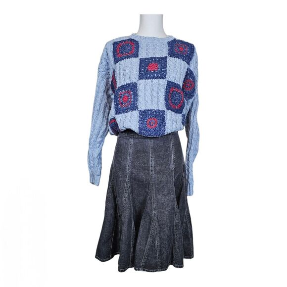 Vintage Metro & Gray Denim Fit & Flare Skirt Size 12 - Picture 1 of 6